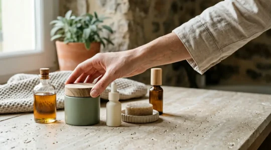 Conscious consumer making ethical beauty product choices