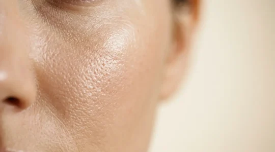 Close-up of smooth skin surface with soft lighting showing radiant texture prepared for flawless makeup application