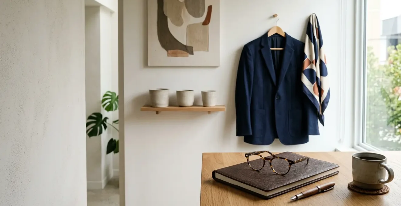 Creative professional building distinctive visual identity through curated style elements and personal branding strategy