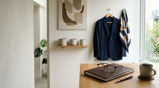 Creative professional building distinctive visual identity through curated style elements and personal branding strategy