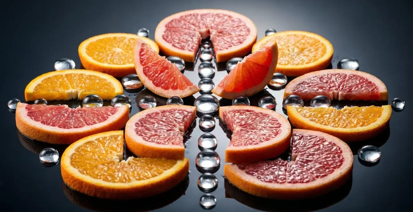Symbolic representation of antioxidant cascade and molecular regeneration in skincare
