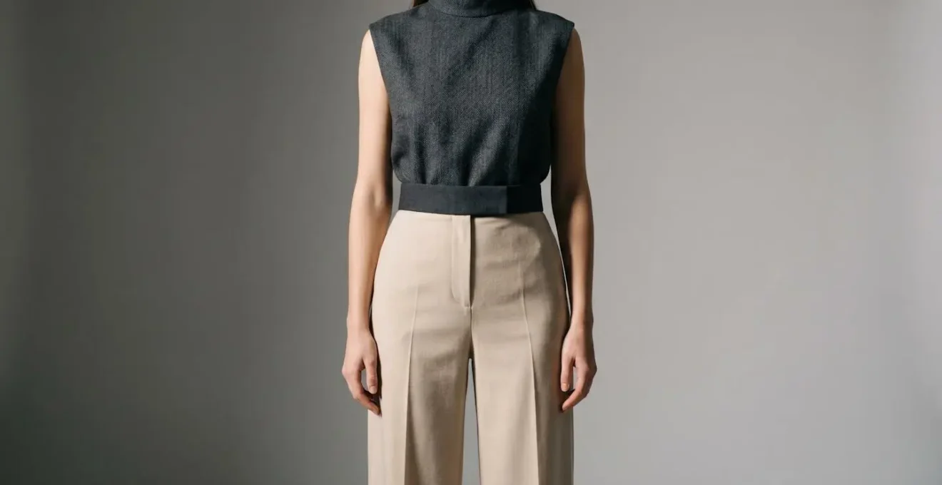 Visual demonstration of rule of thirds applied to outfit proportions with color blocking technique