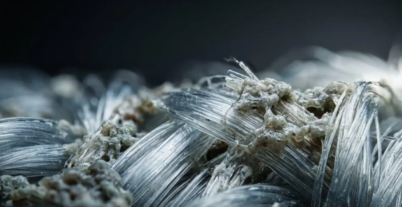 Extreme macro view of synthetic fabric fiber structure showing surface texture